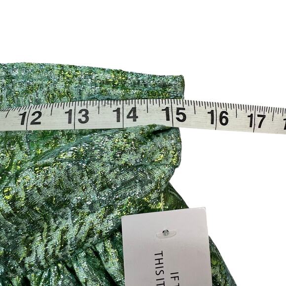 Dolls Kill Amylynn Sara Mini Dress M Green Brocade Bandeau Strapless Party NEW - Picture 5 of 14